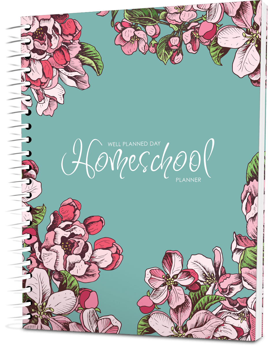 Custom Homeschool Portrait Planner -  Apple Blossom Color Background - Unbound