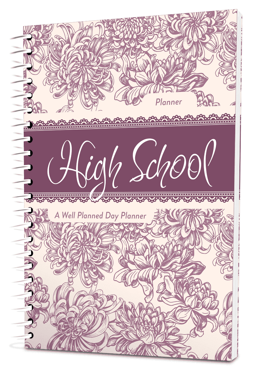 Custom High School Digest Planner - Apple Blossom White Background - Spiral
