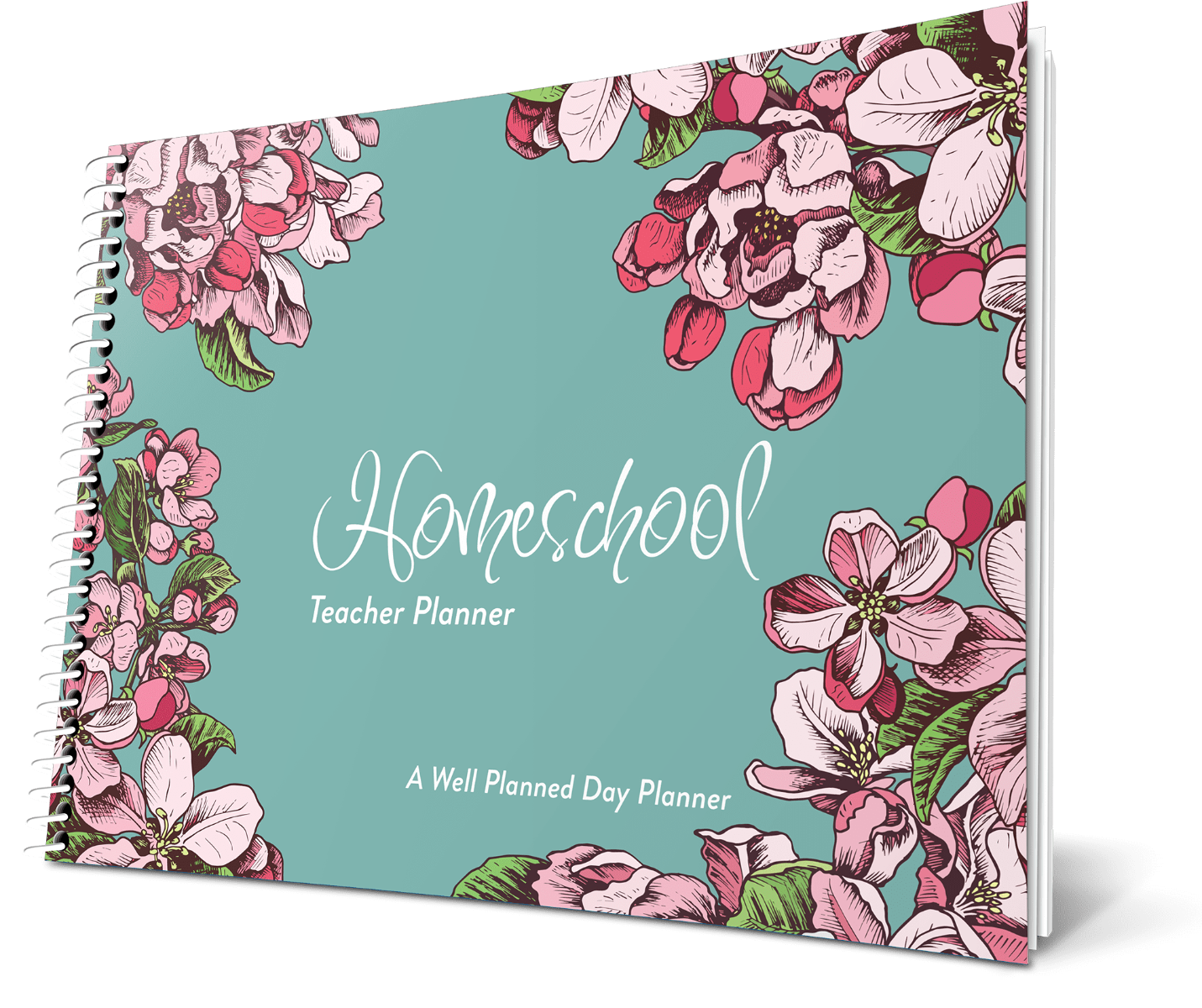 Custom Homeschool Landscape Planner -  Apple Blossom Color Background - Spiral