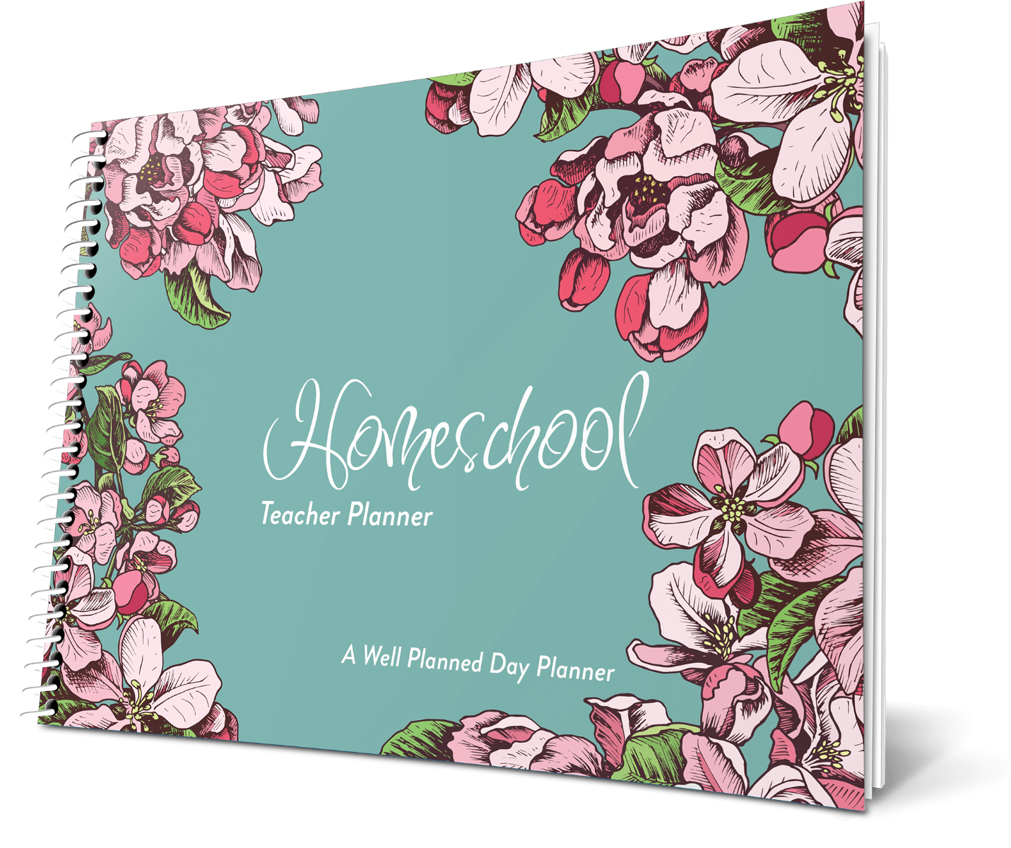 Custom Homeschool Landscape Planner -  Apple Blossom Color Background - Unbound