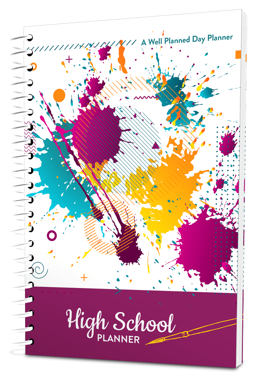 Custom High School Digest Planner - Arts and Crafts Color Background - Spiral