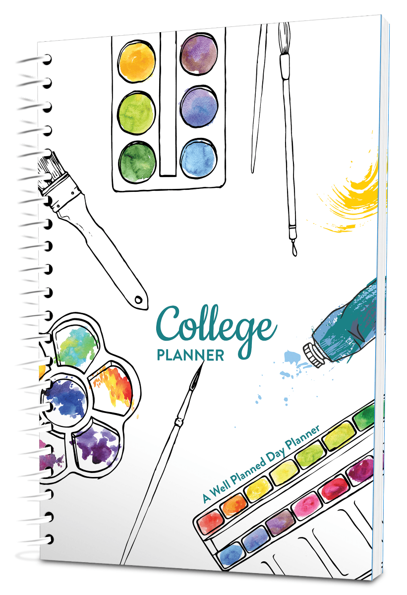 Custom College Digest Planner -  Arts & Crafts White Background - Spiral