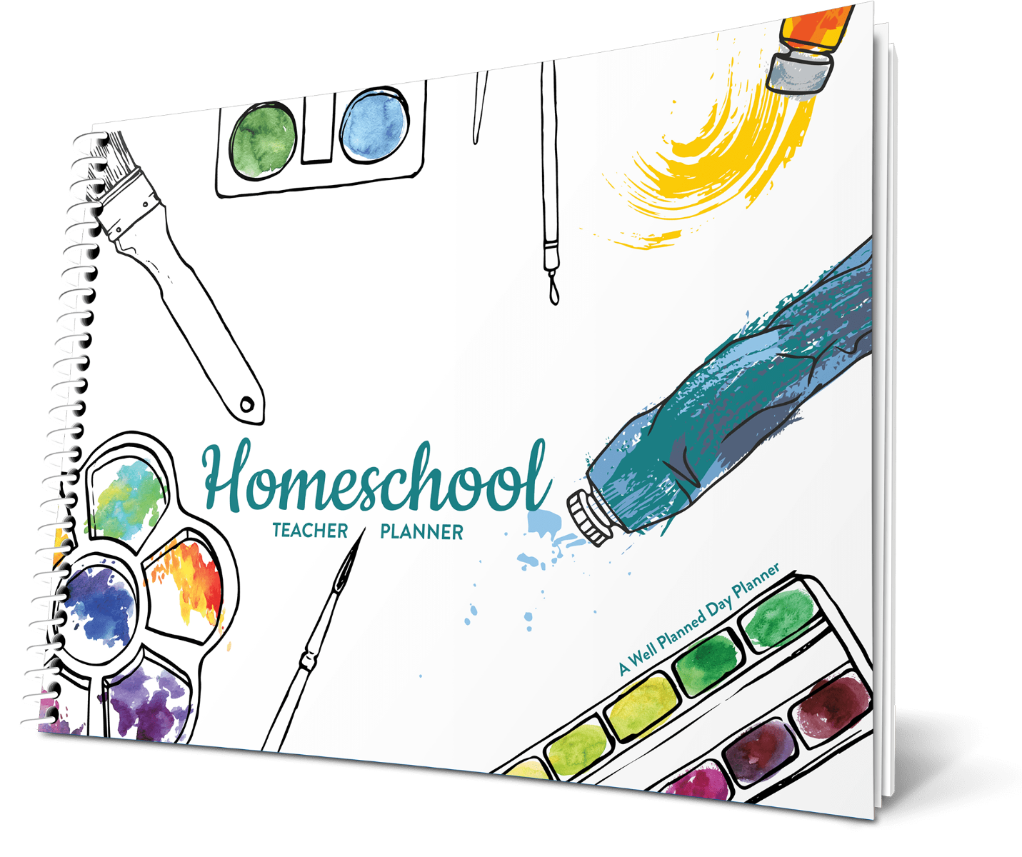 Custom Homeschool Landscape Planner - Arts and Crafts White Background - Unbound 3 Hole Punch