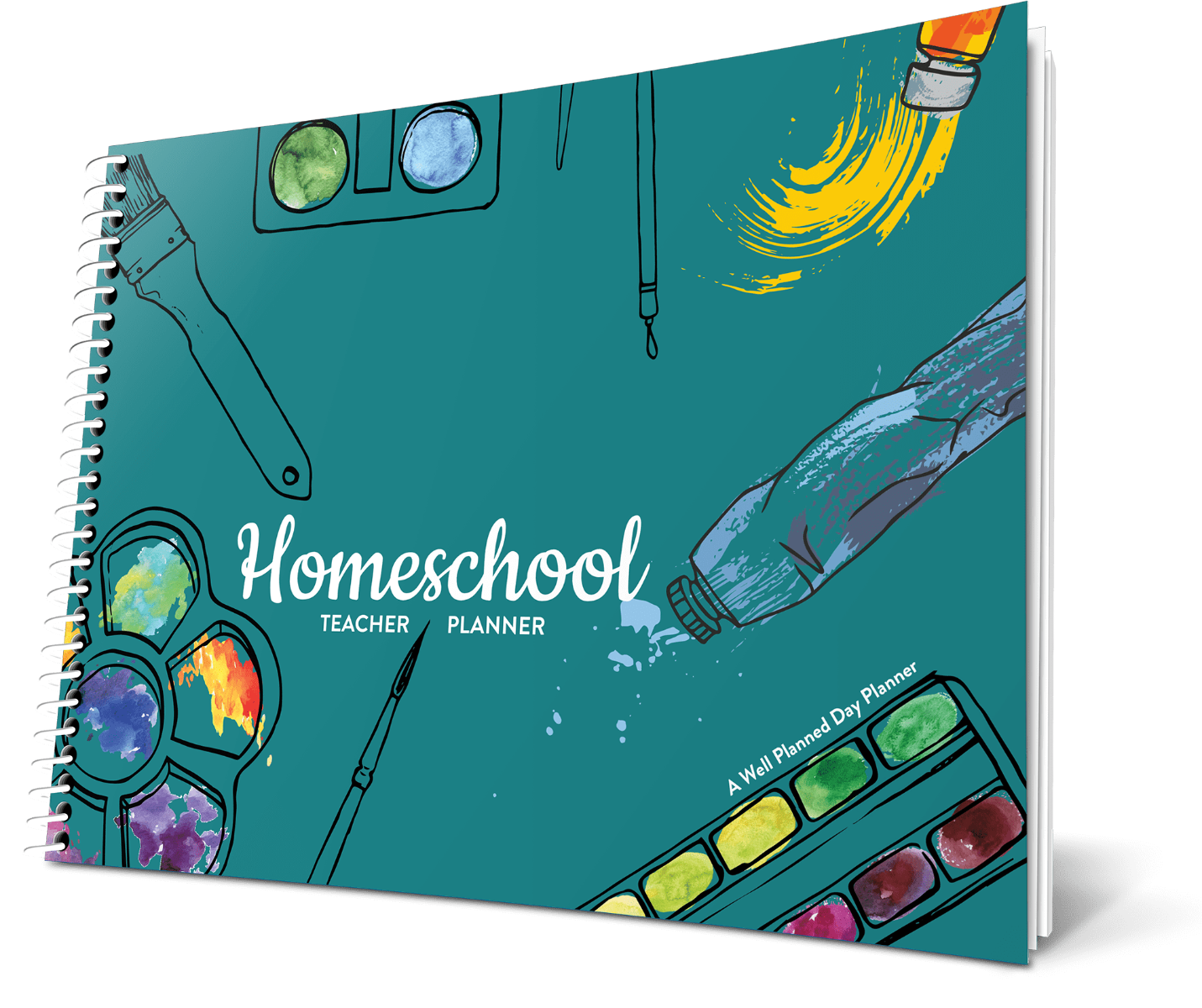 Custom Homeschool Landscape Planner - Arts and Crafts Color Background - Unbound 3 Hole Punch