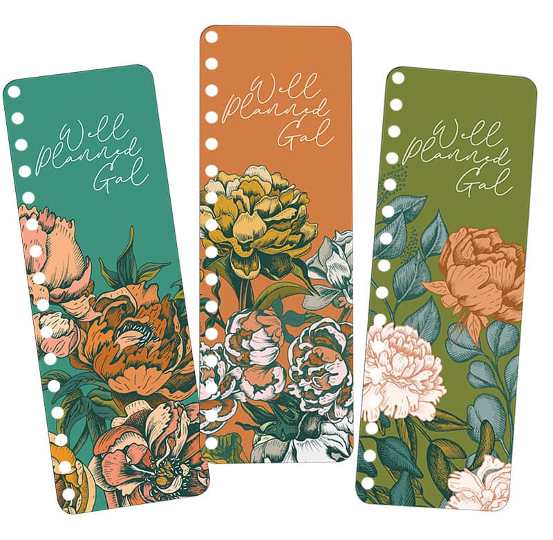 3 Pack Snap In Bookmarks - Floral