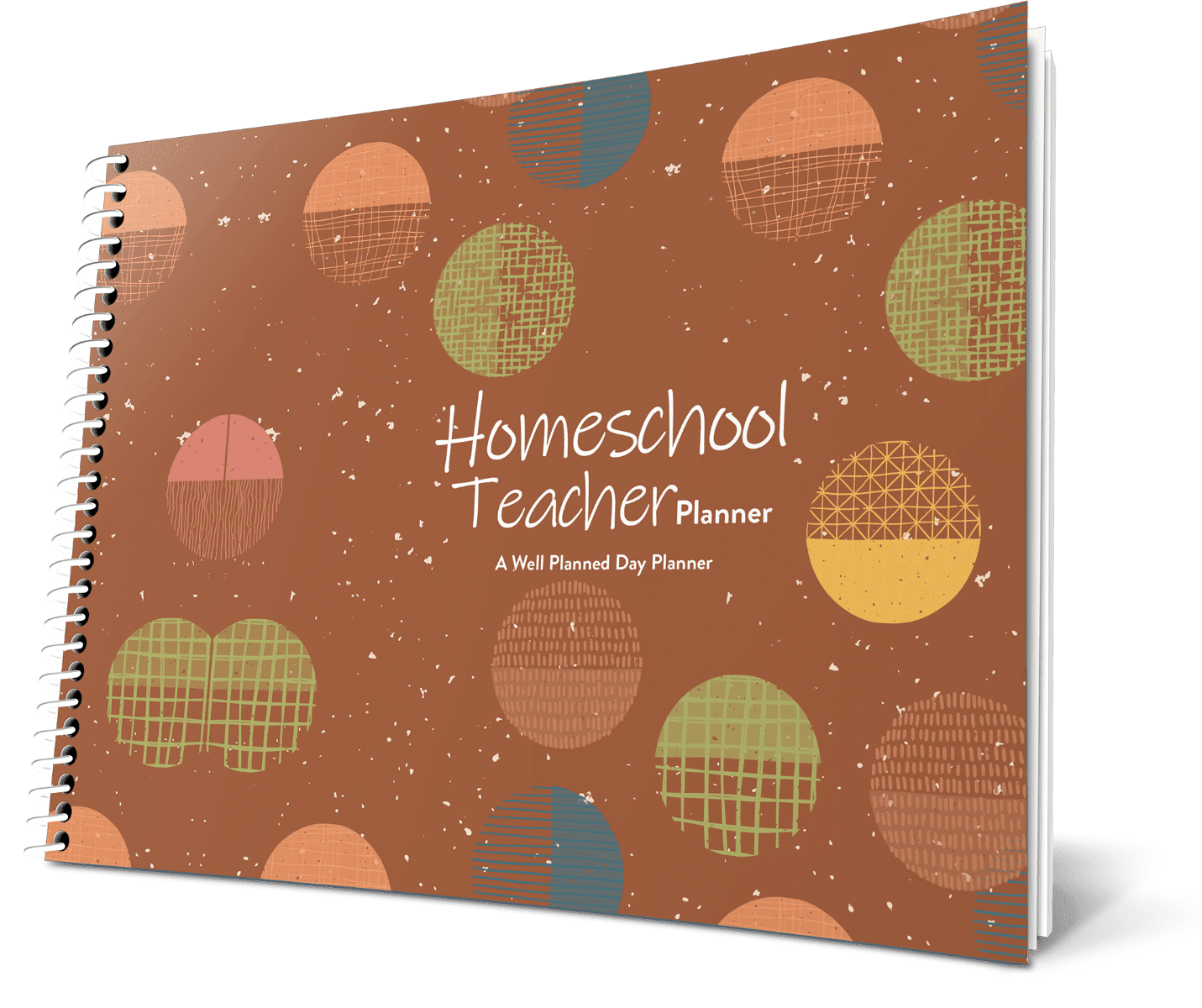 Custom Homeschool Landscape Planner - Circles Color Background - Expanded Coil