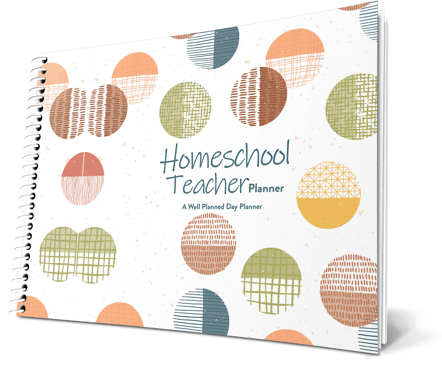Custom Homeschool Landscape Planner - Circles White Background - Spiral