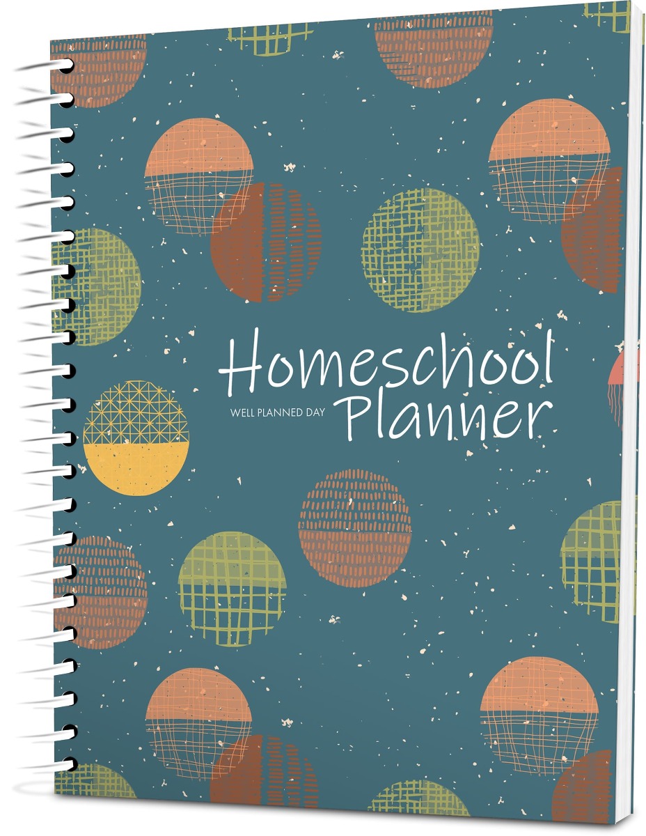 Custom Homeschool Portrait Planner - Circles Color Background - Expanded Coil