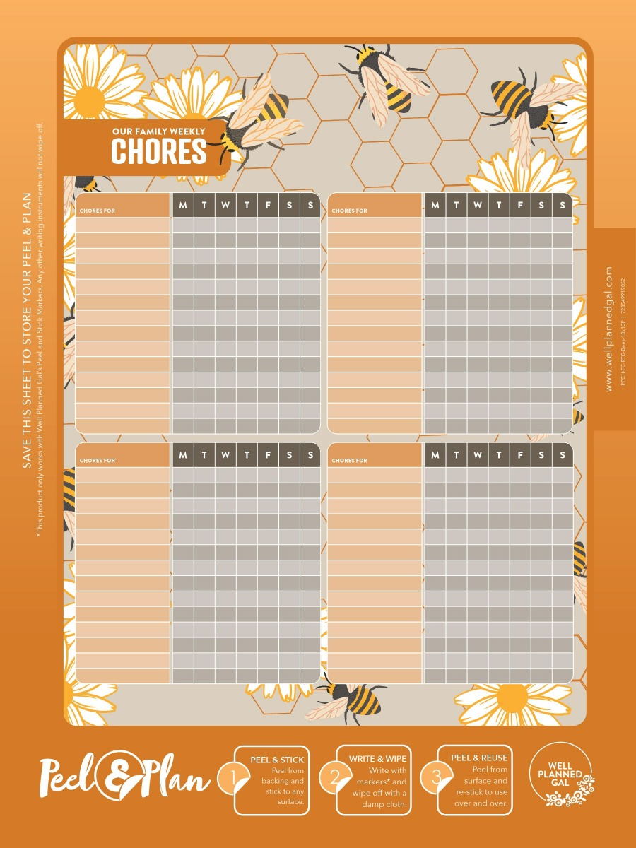 Ready to Go Chores, Family  (Space for 4), Bees, 10x13P