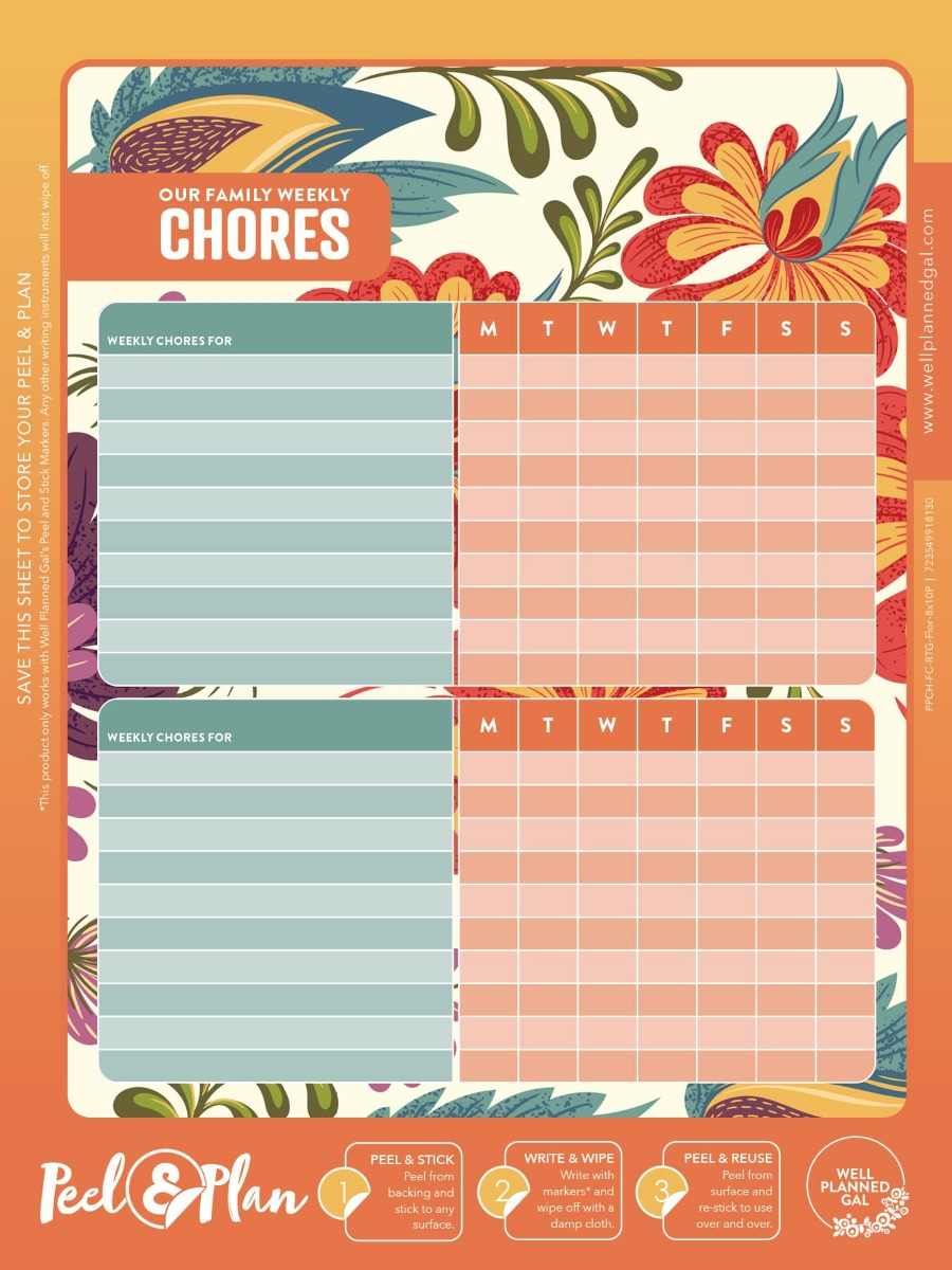 Ready to Go Chores, Family (Space for 2), Floral, 8x10P