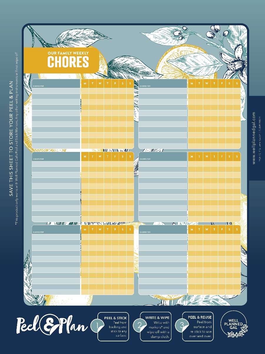 Ready to Go Chores, Family (Space for 6), Lemon, 16x20P