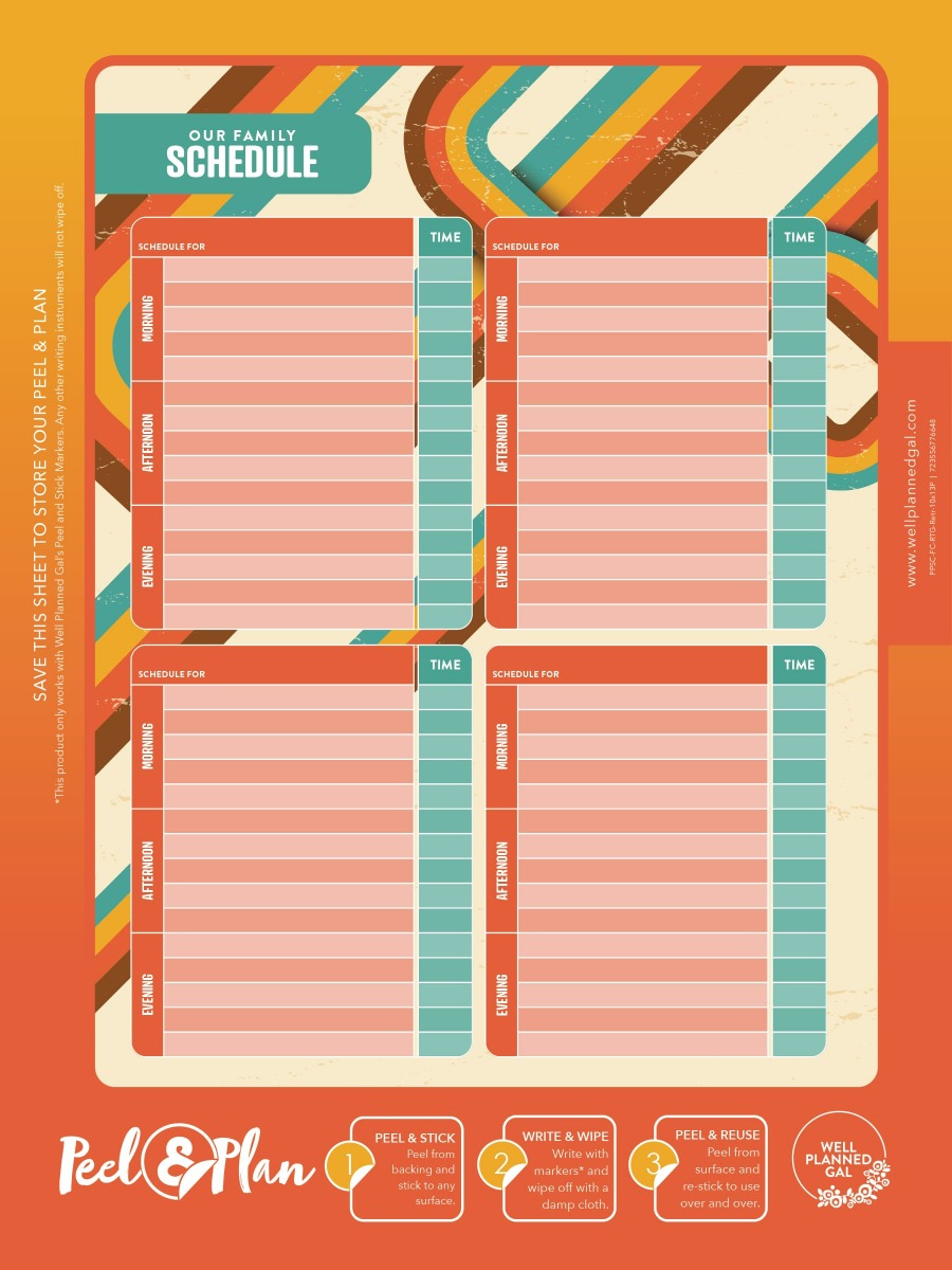 Ready to Go Schedule, Family (Space for 4), Retro, 10x13P