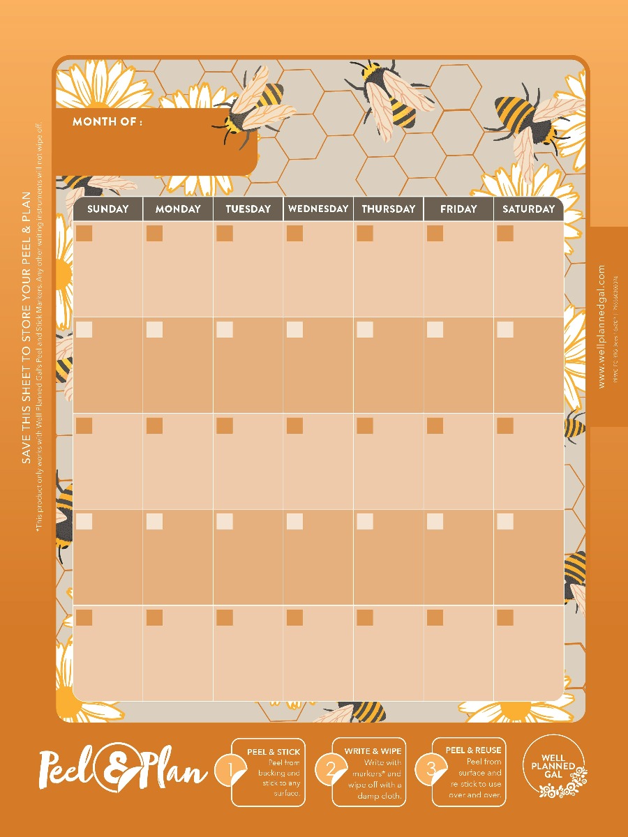 Ready to Go Wall Calendar with Markers, Family, Bees, 16x20P