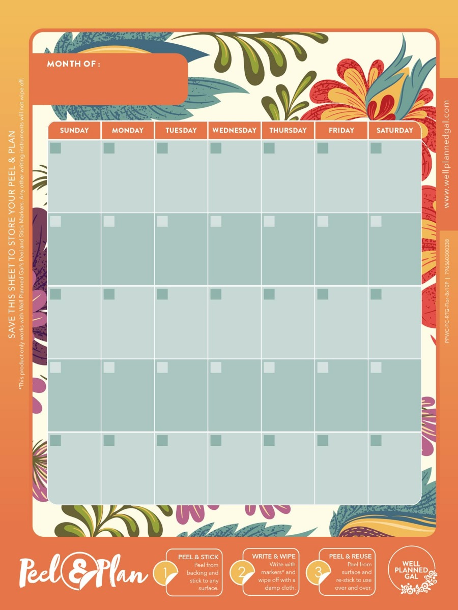 Ready to Go Wall Calendar, Family, Floral, 8x10P