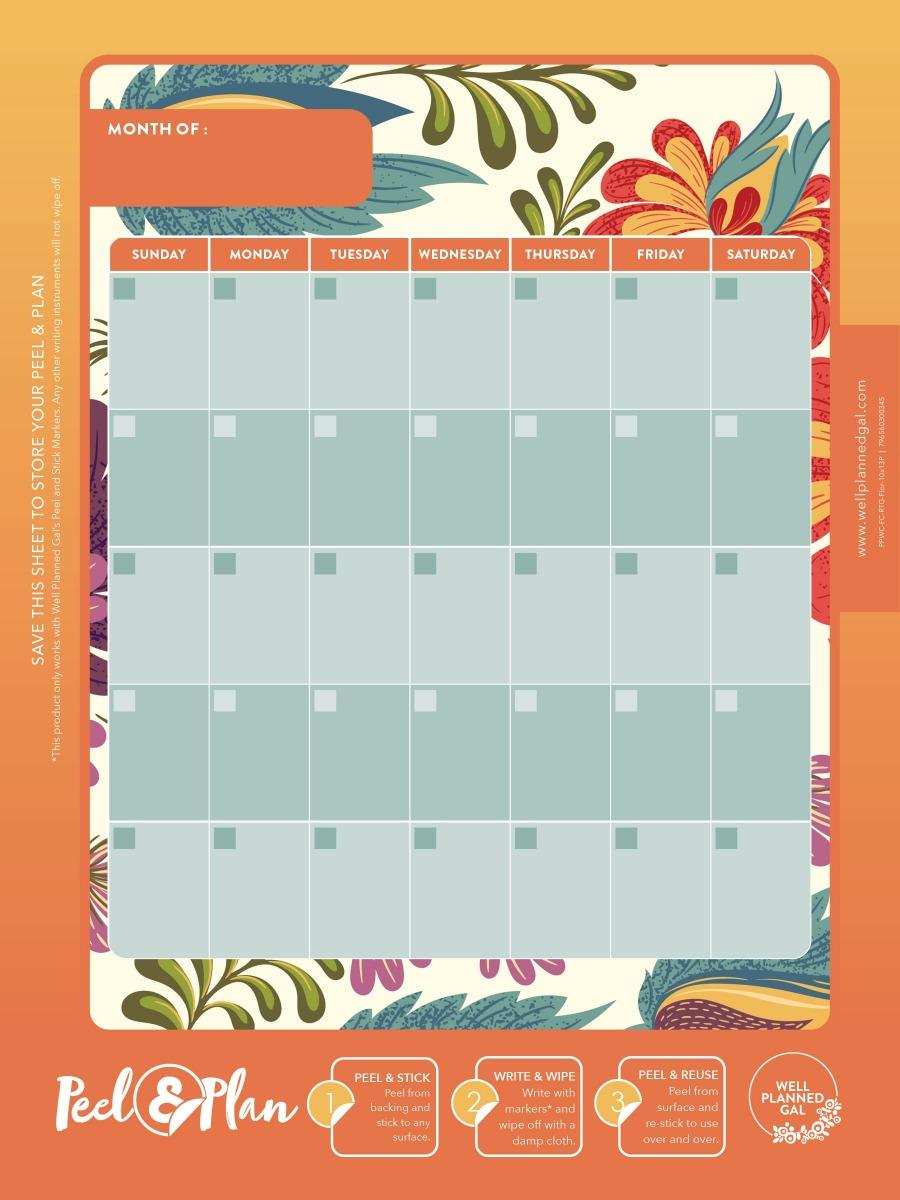 Ready to Go Wall Calendar, Family, Floral, 10x13P