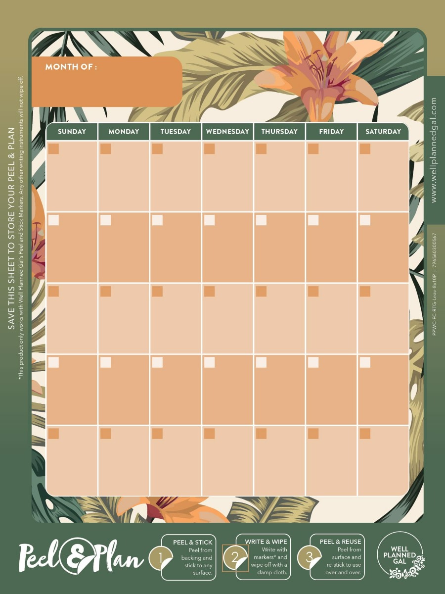 Ready to Go Wall Calendar, Family, Leaves, 8x10P