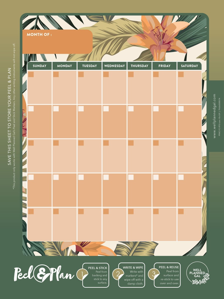 Ready to Go Wall Calendar with Markers, Family, Leaves, 10x13P