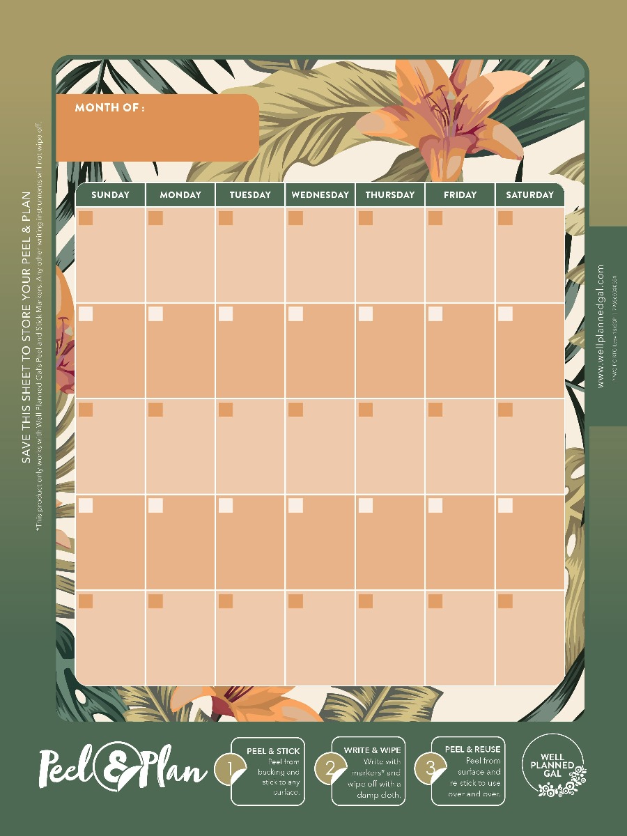 Ready to Go Wall Calendar with Markers, Family, Leaves, 16x20P