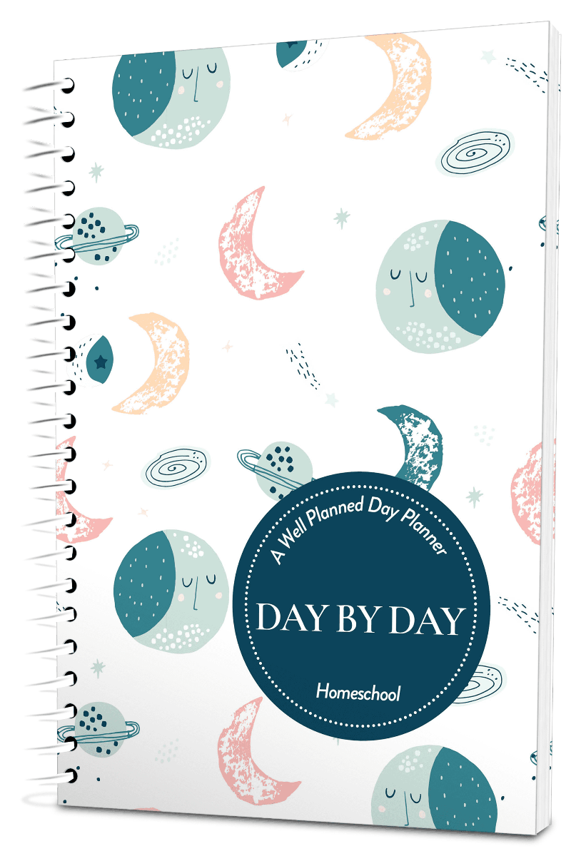 Custom Homeschool Digest Planner - Goodnight Moon and Stars White Background - Spiral