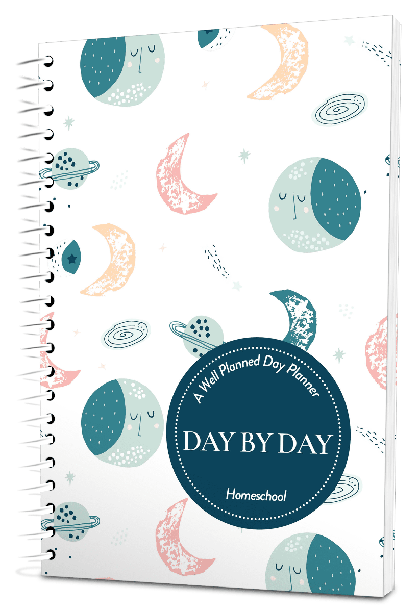 Custom Homeschool Digest Planner - Goodnight Moon and Stars White Background - Expanded Coil