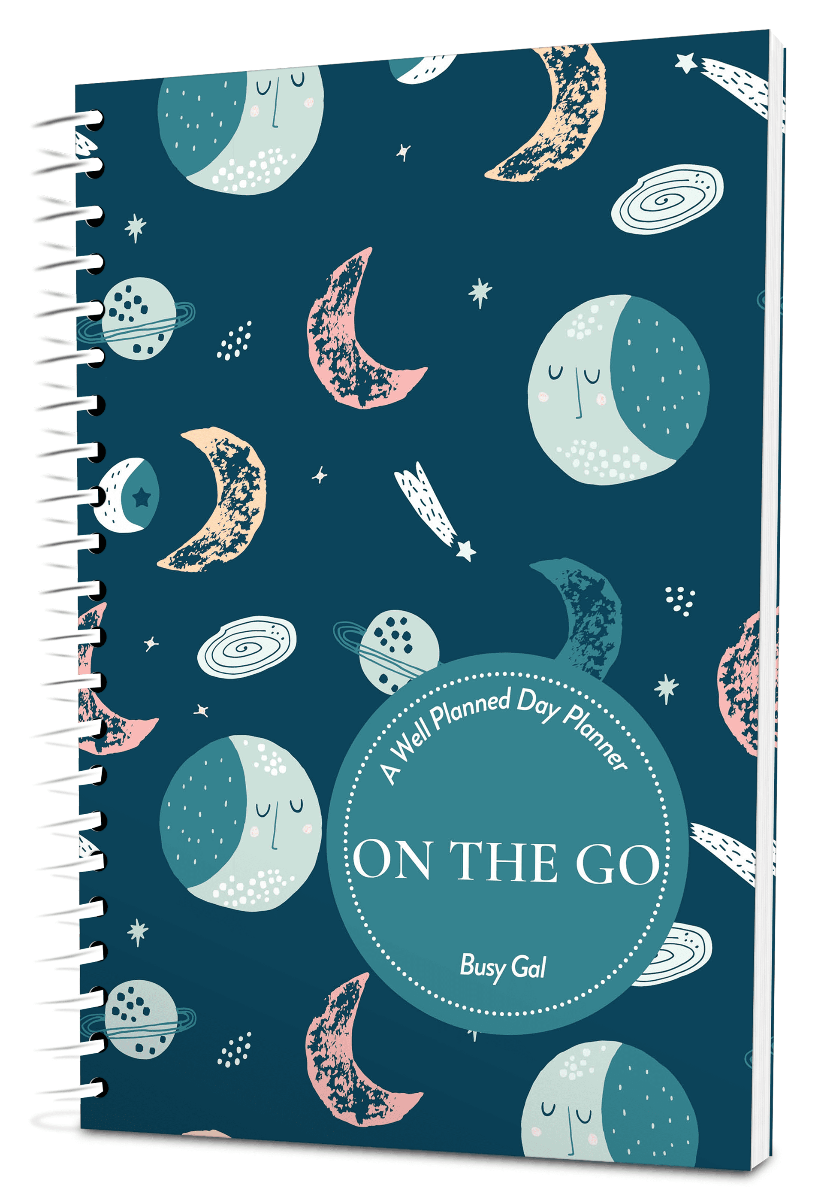 Custom Busy Gal Digest Planner - Goodnight Moon & Stars Color Background - Spiral