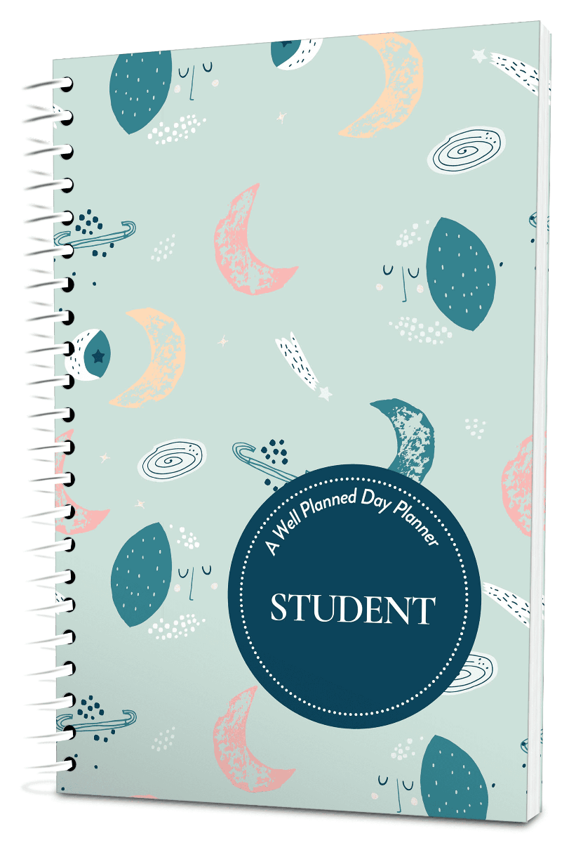 Custom Student Digest Planner - Goodnight Moon White Background - Spiral