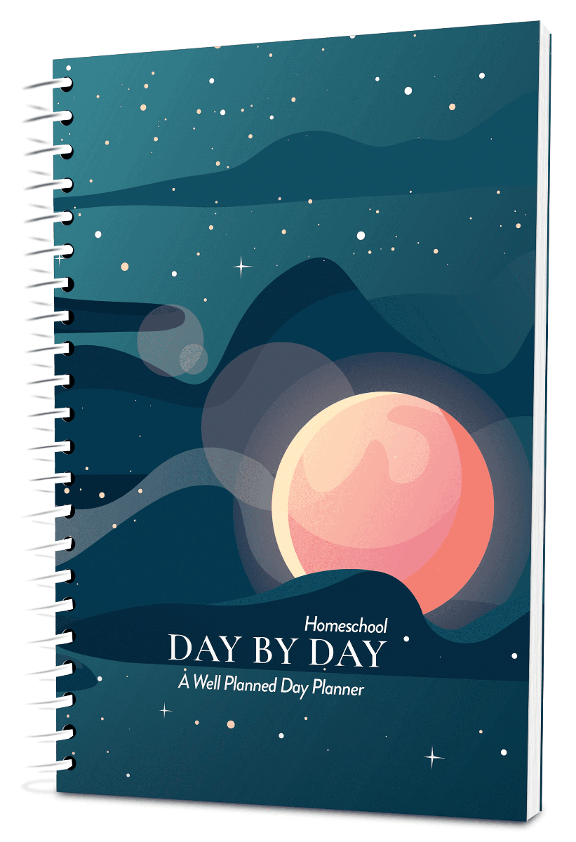 Custom Homeschool Digest Planner - Goodnight Moon and Stars Color Background - Spiral