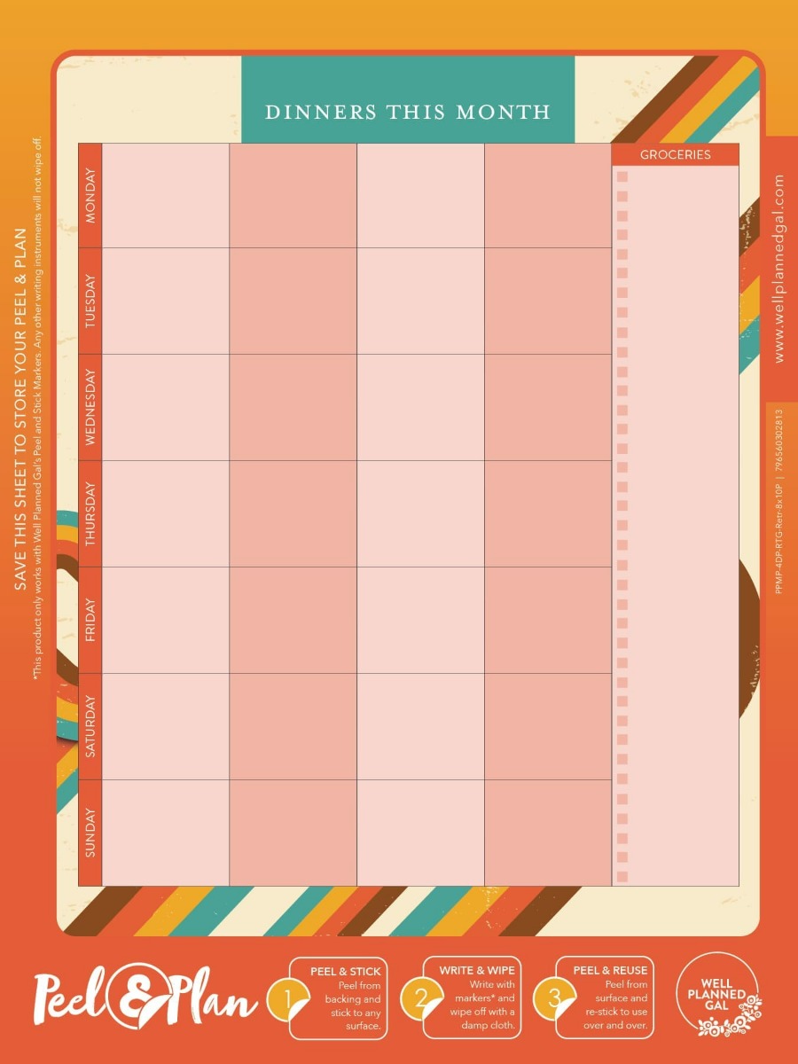 Ready to Go 4 Week Dinner Plan with Markers, Retro, 8x10P