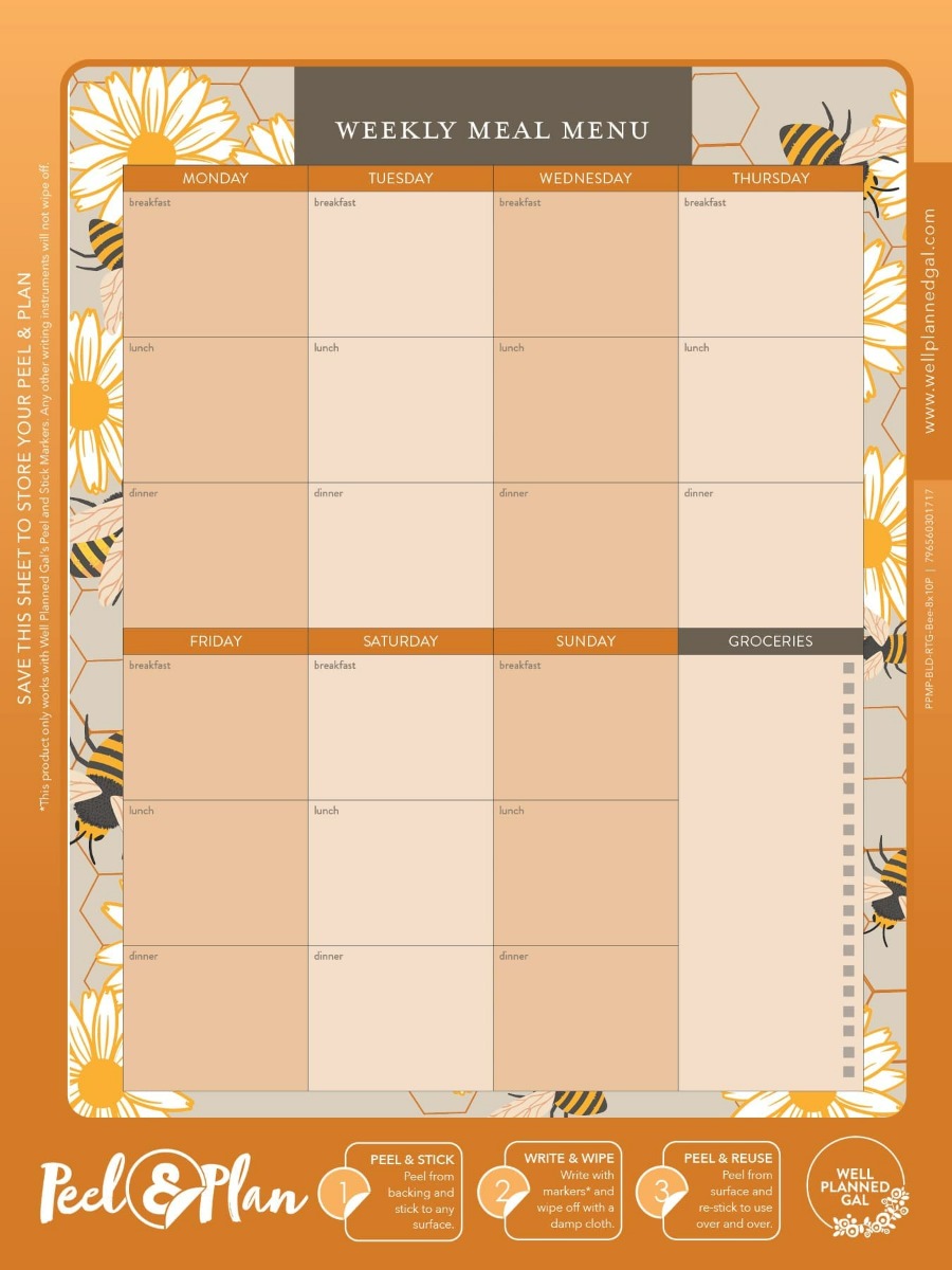 Breakfast, Lunch, Dinner Meal Plan, Bees, 8x10P