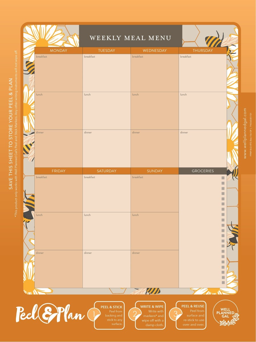 Breakfast, Lunch, Dinner Meal Plan, Bees, 10x13P