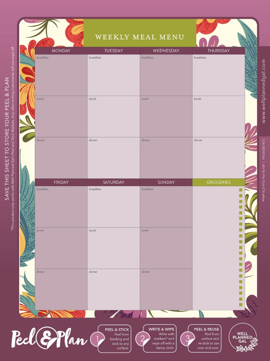 Breakfast, Lunch, Dinner Meal Plan, Floral, 8x10P
