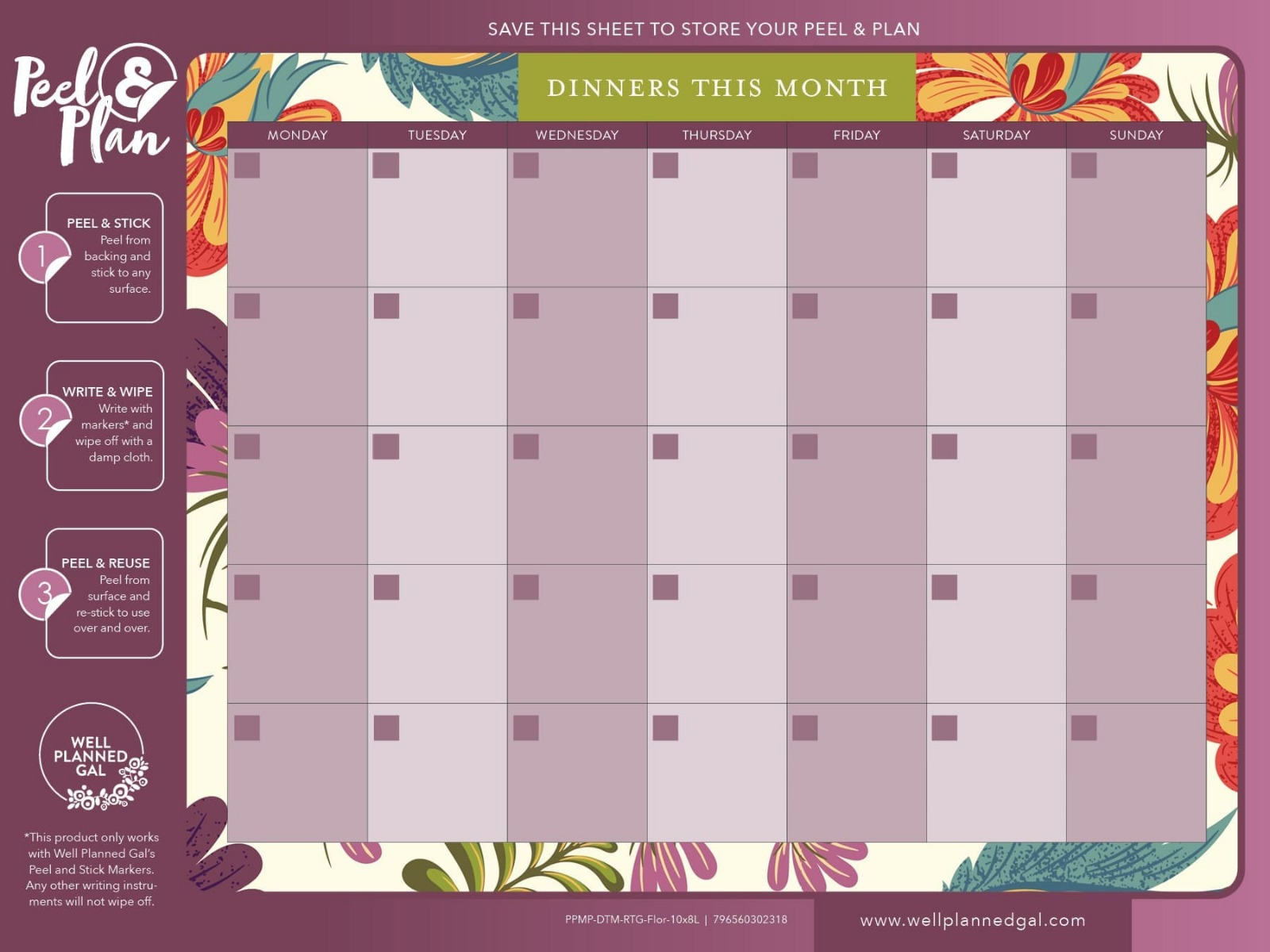 Dinners This Month, Floral, 10x8L