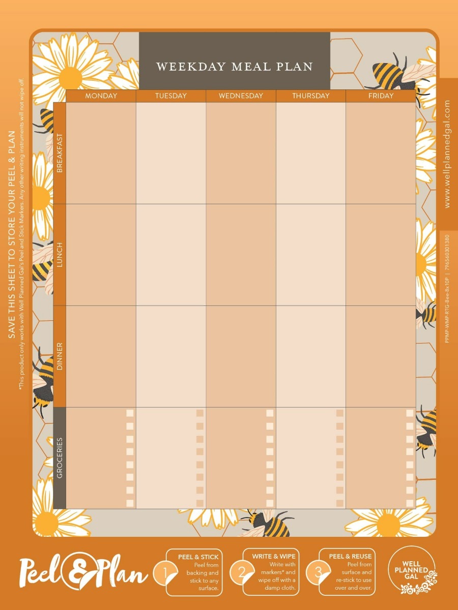 Weekday Meal Plan, Bees, 8x10P