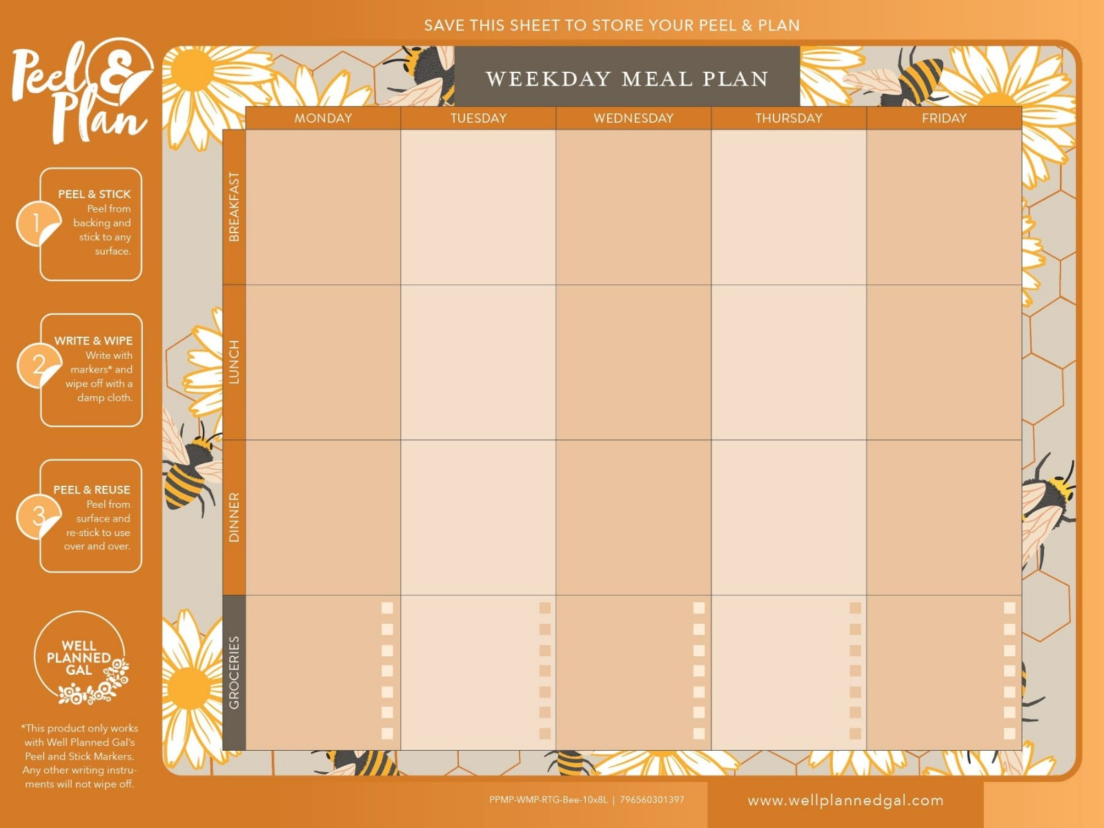 Weekday Meal Plan, Bees, 10x8L