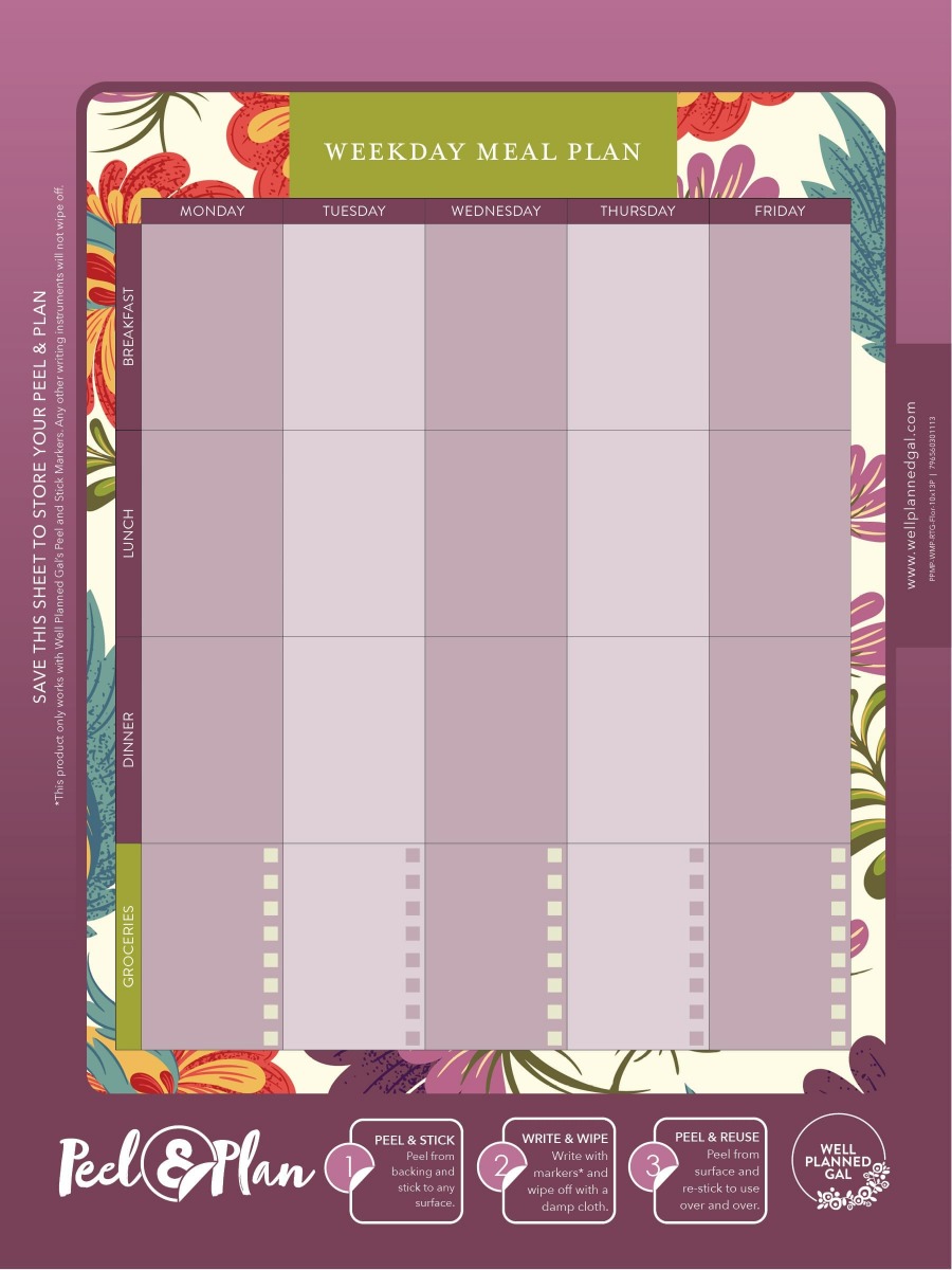 Weekday Meal Plan, Floral, 10x13P