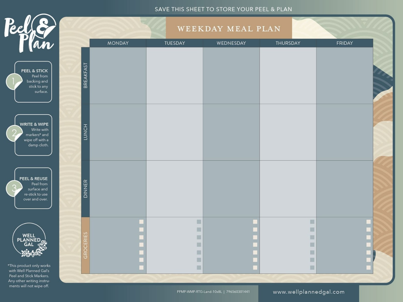 Weekday Meal Plan, Landscape, 10x8L