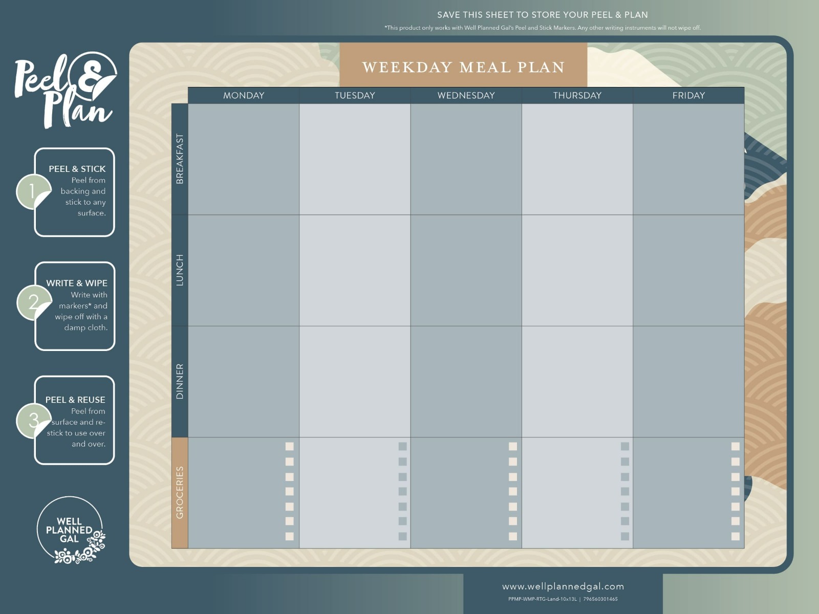 Weekday Meal Plan, Landscape, 13x10L