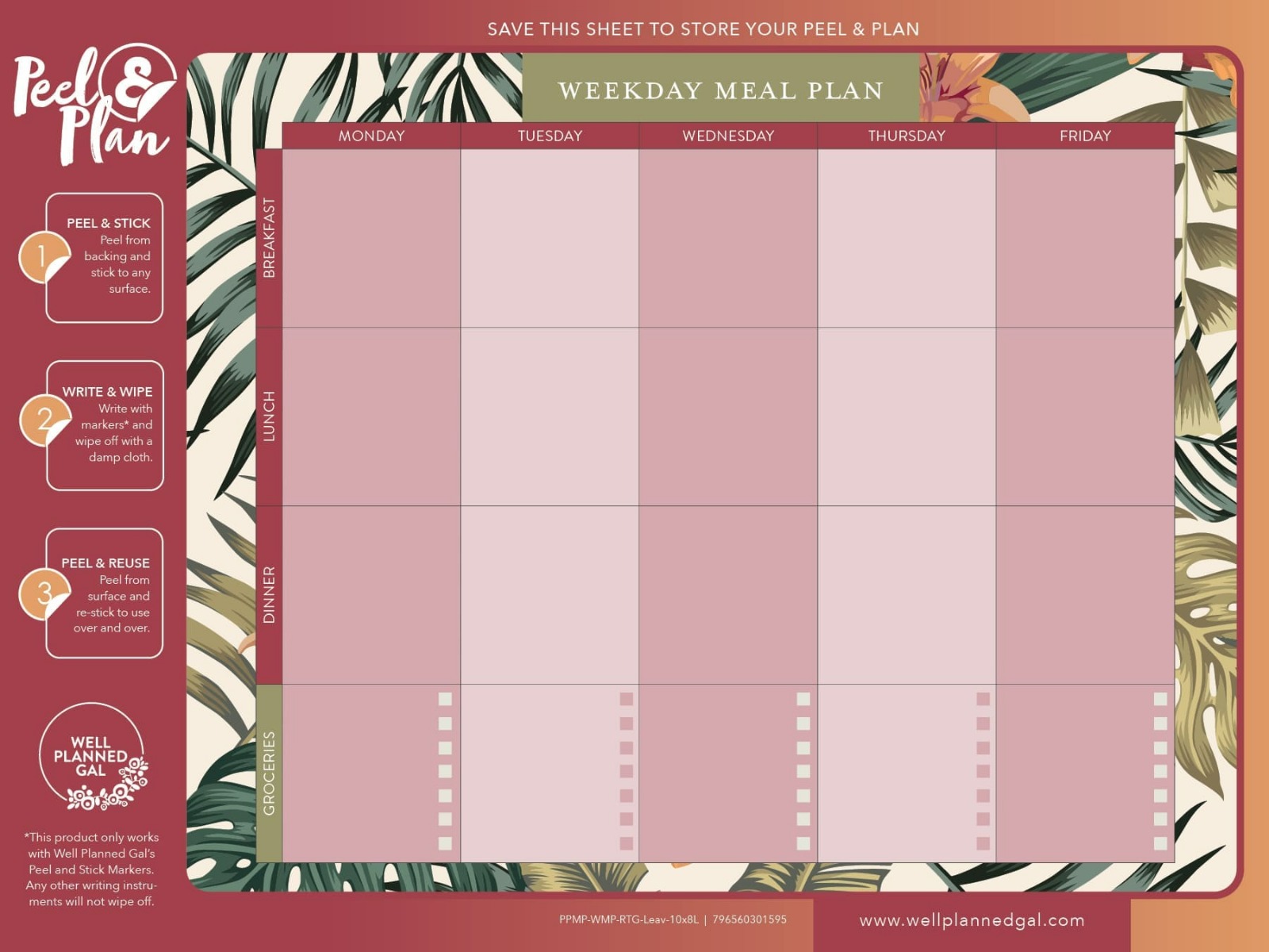 Weekday Meal Plan, Leaves, 10x8L