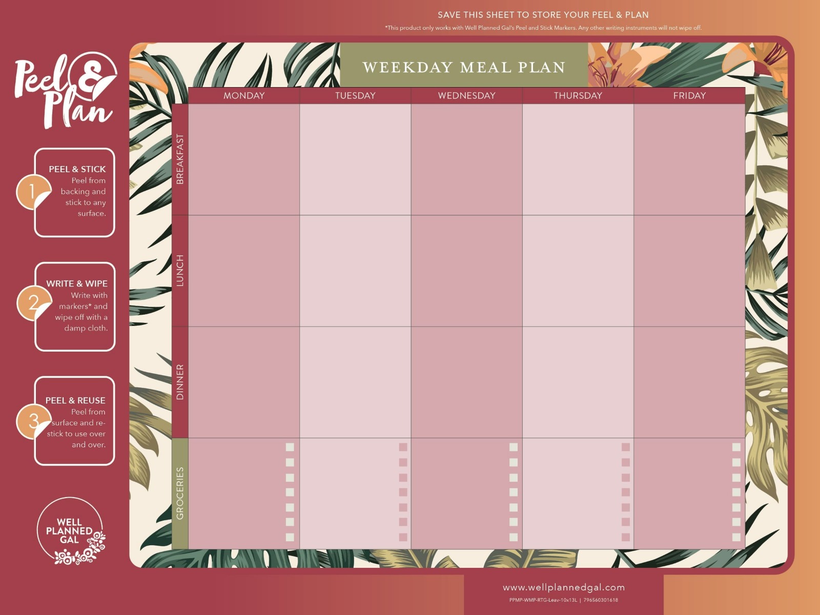 Weekday Meal Plan, Leaves, 13x10L