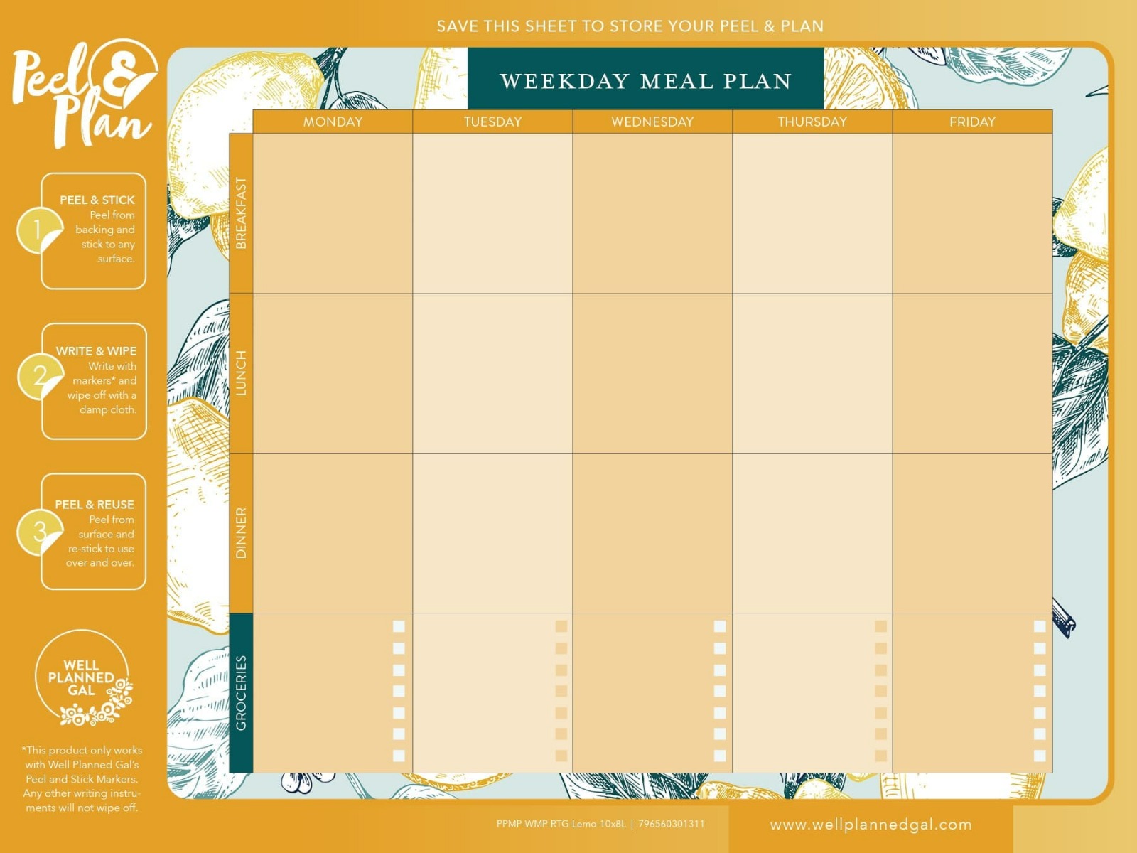 Weekday Meal Plan, Lemon, 10x8L