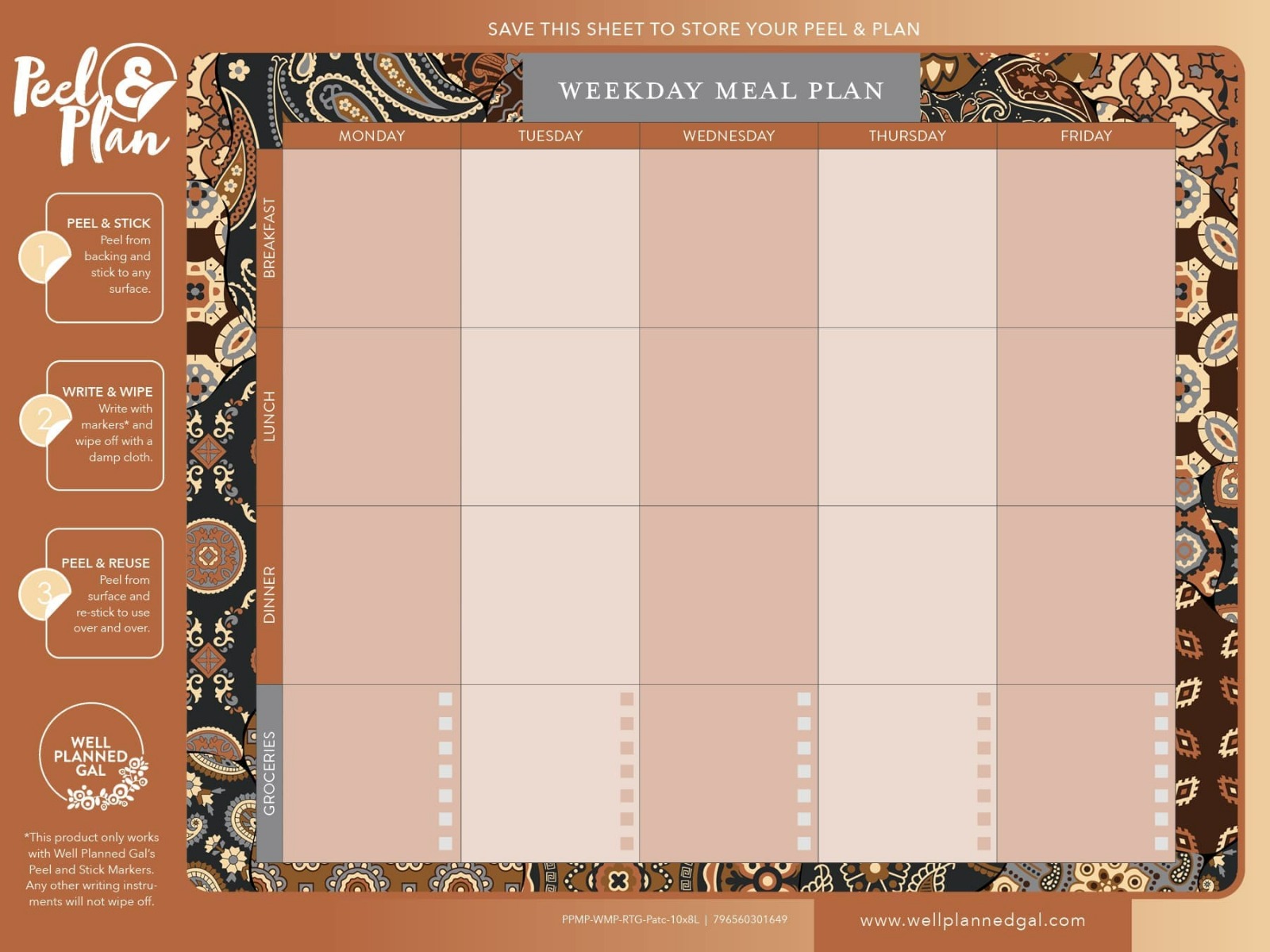 Weekday Meal Plan, Patchwork, 10x8L