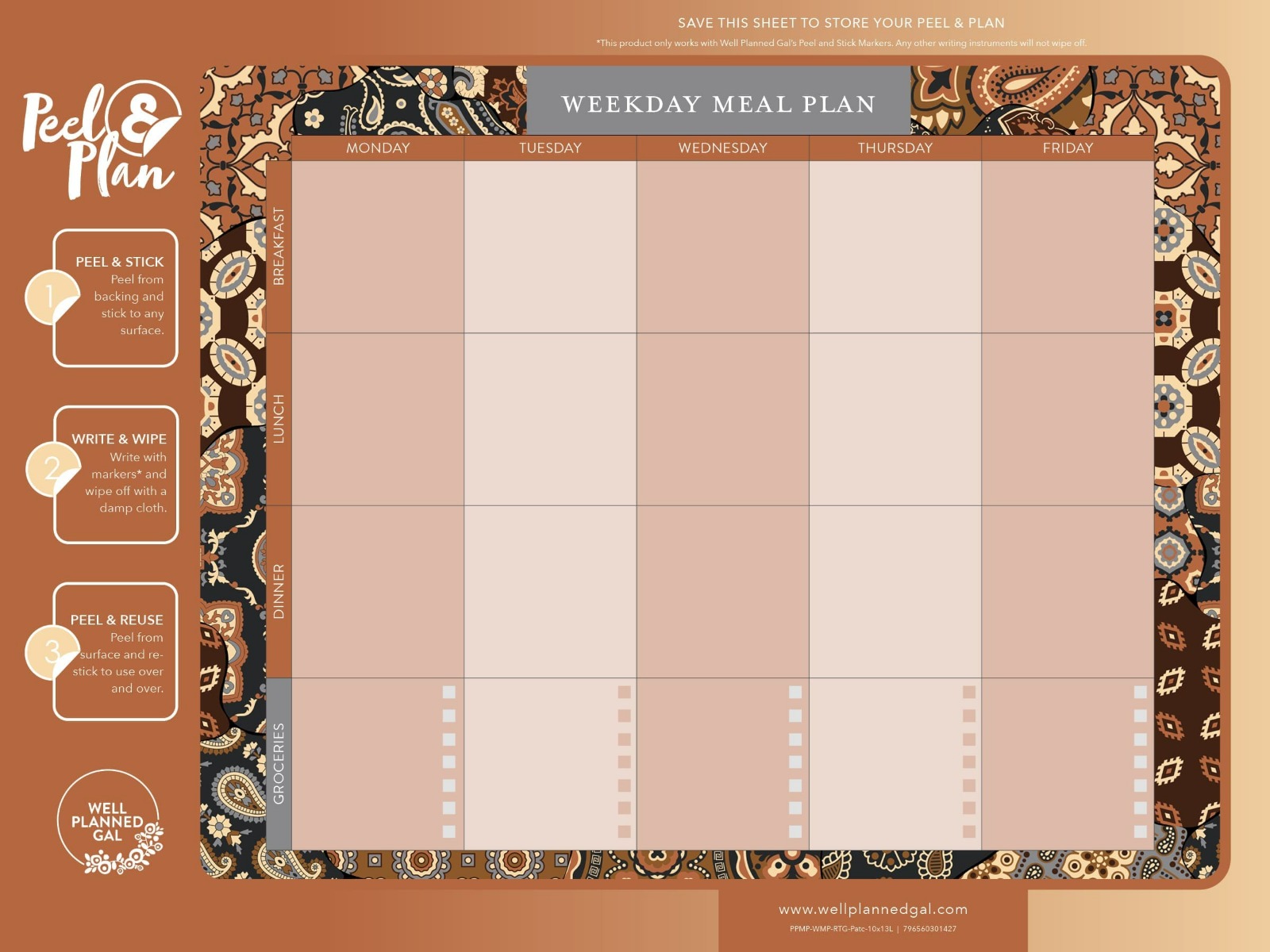 Weekday Meal Plan, Patchwork, 13x10L