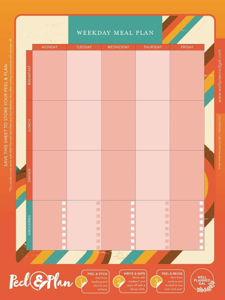 Weekday Meal Plan, Retro, 8x10P