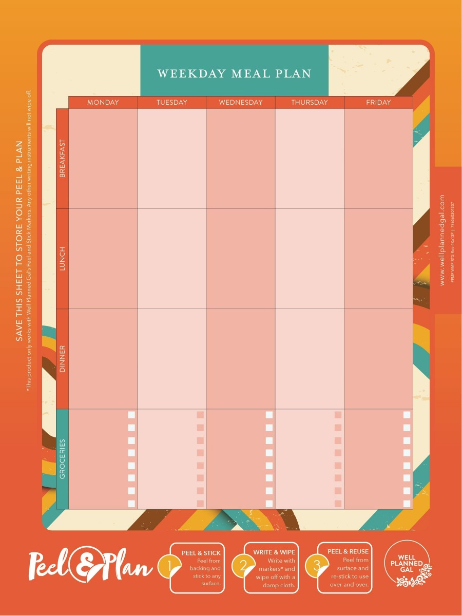 Weekday Meal Plan, Retro, 10x13P