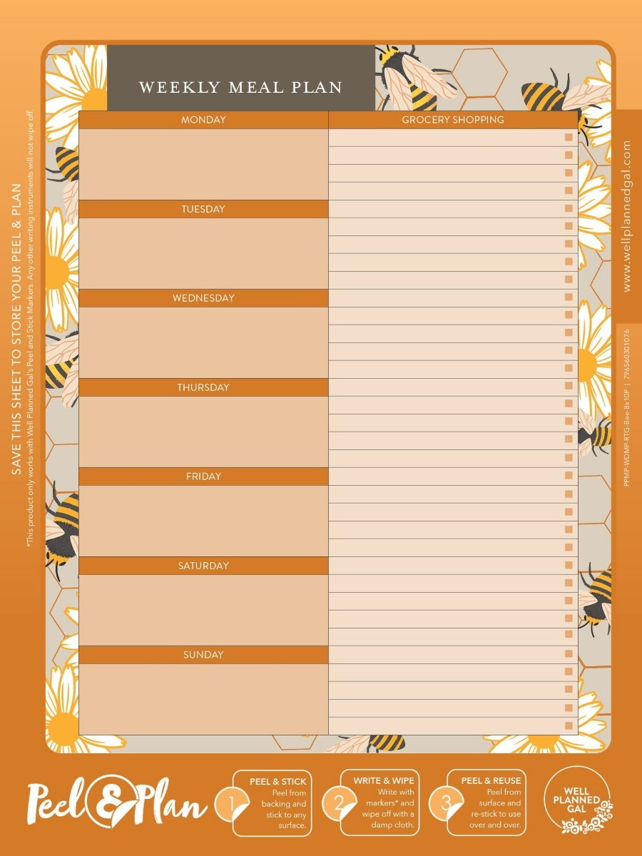 Weekly Meal Plan, Bees, 8x10P