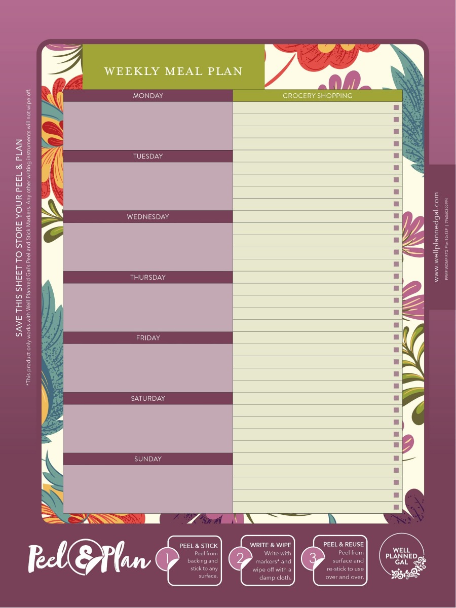 Weekly Meal Plan, Floral, 10x13P