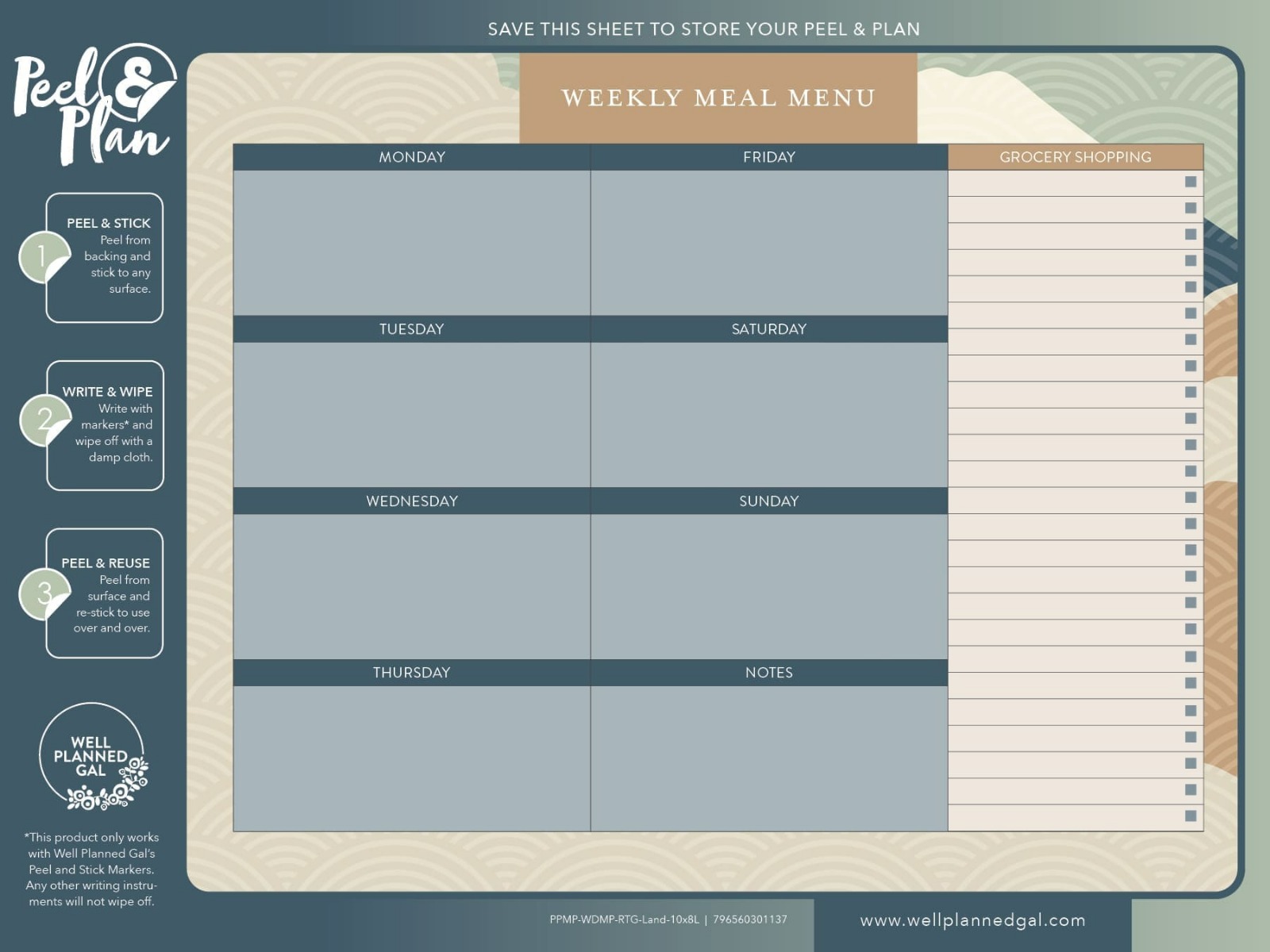 Weekly Meal Plan, Landscape, 10x8L