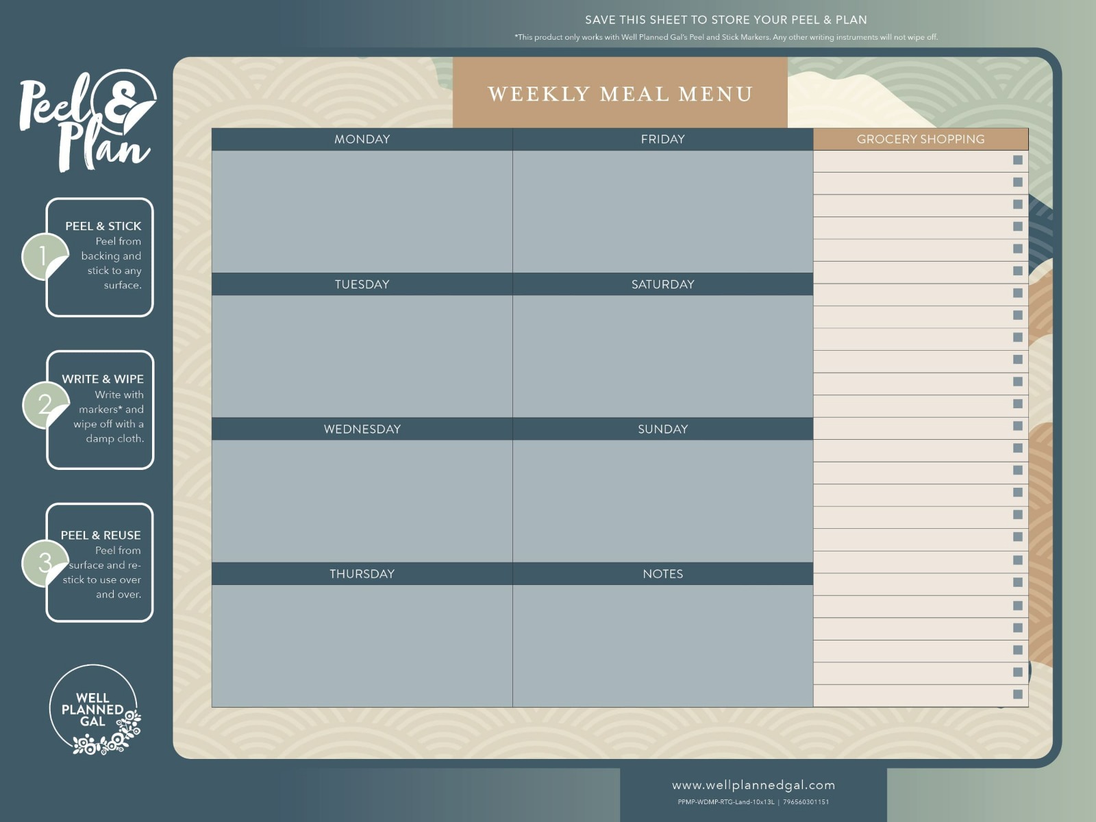 Weekly Meal Plan, Landscape, 13x10L