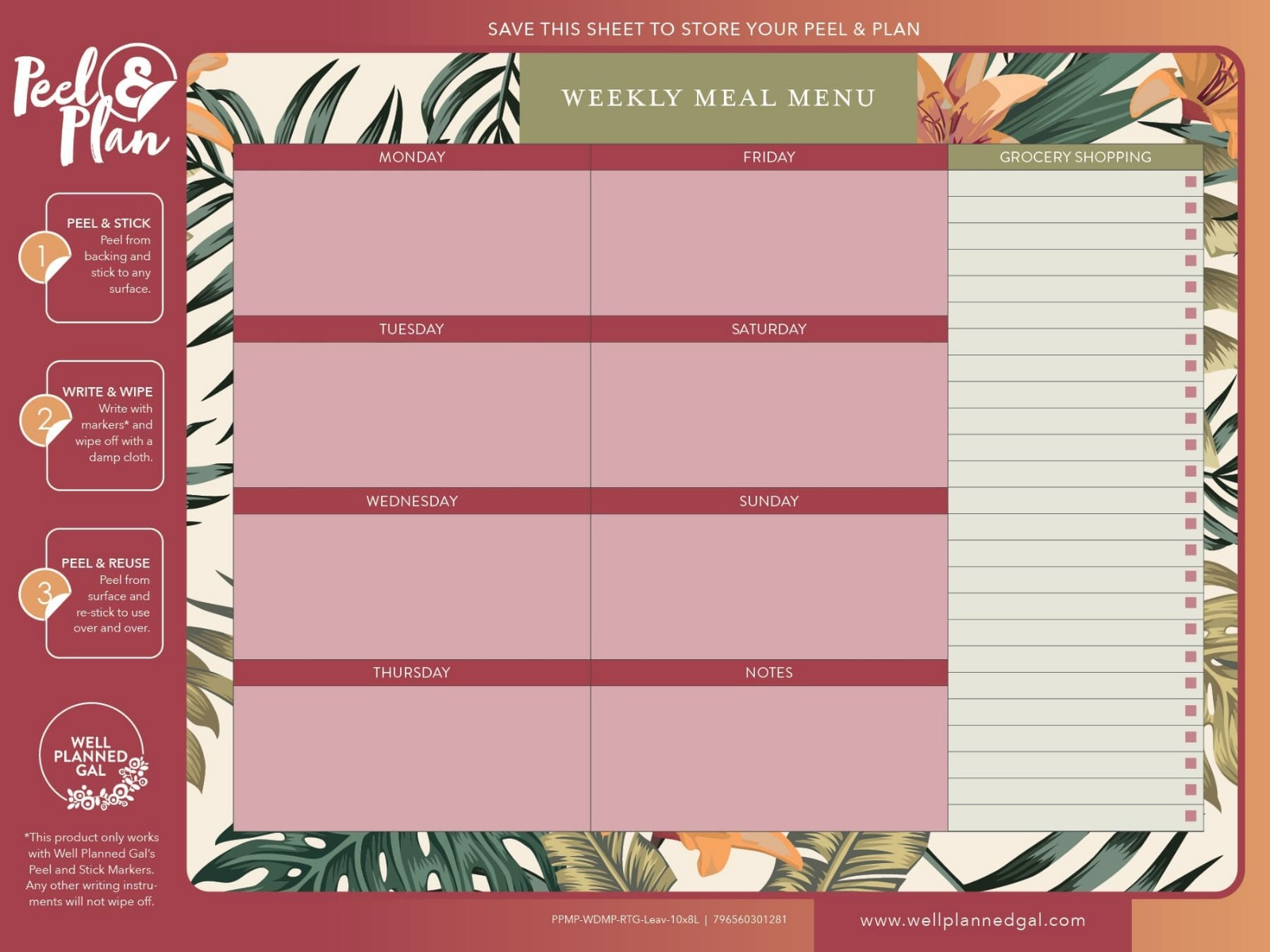 Weekly Meal Plan, Leaves, 10x8L