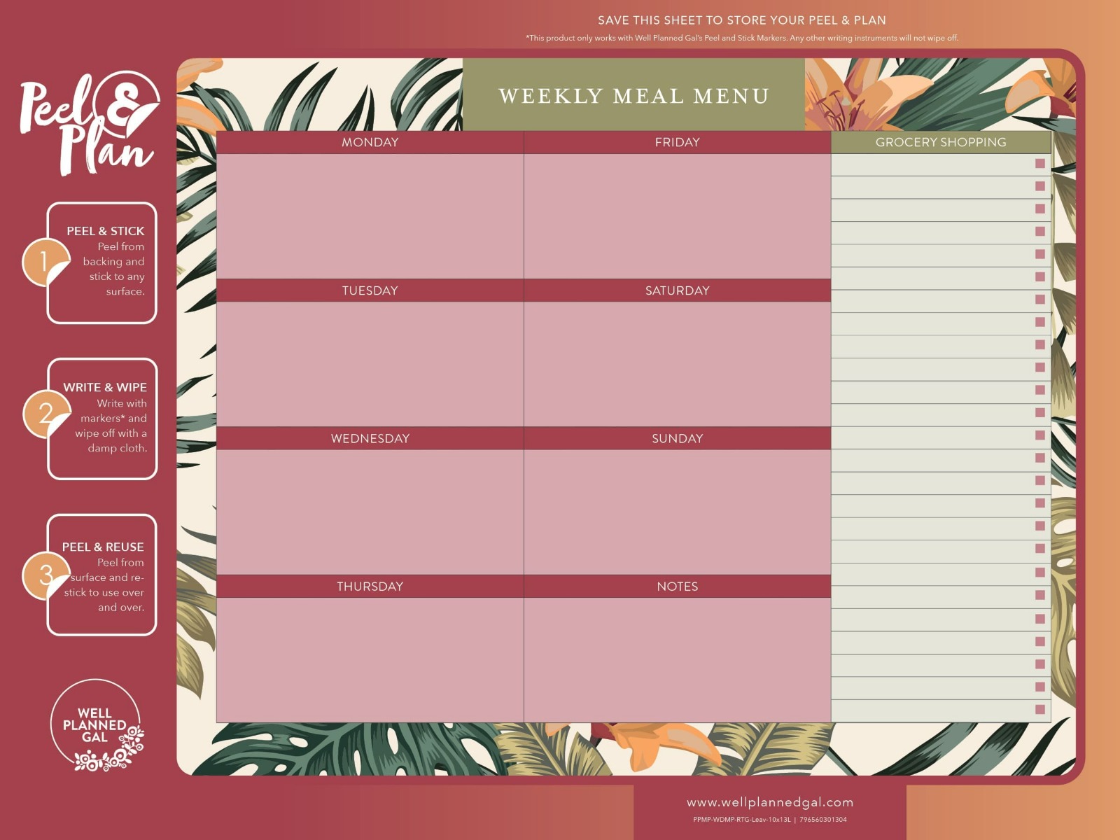 Weekly Meal Plan, Leaves, 13x10L